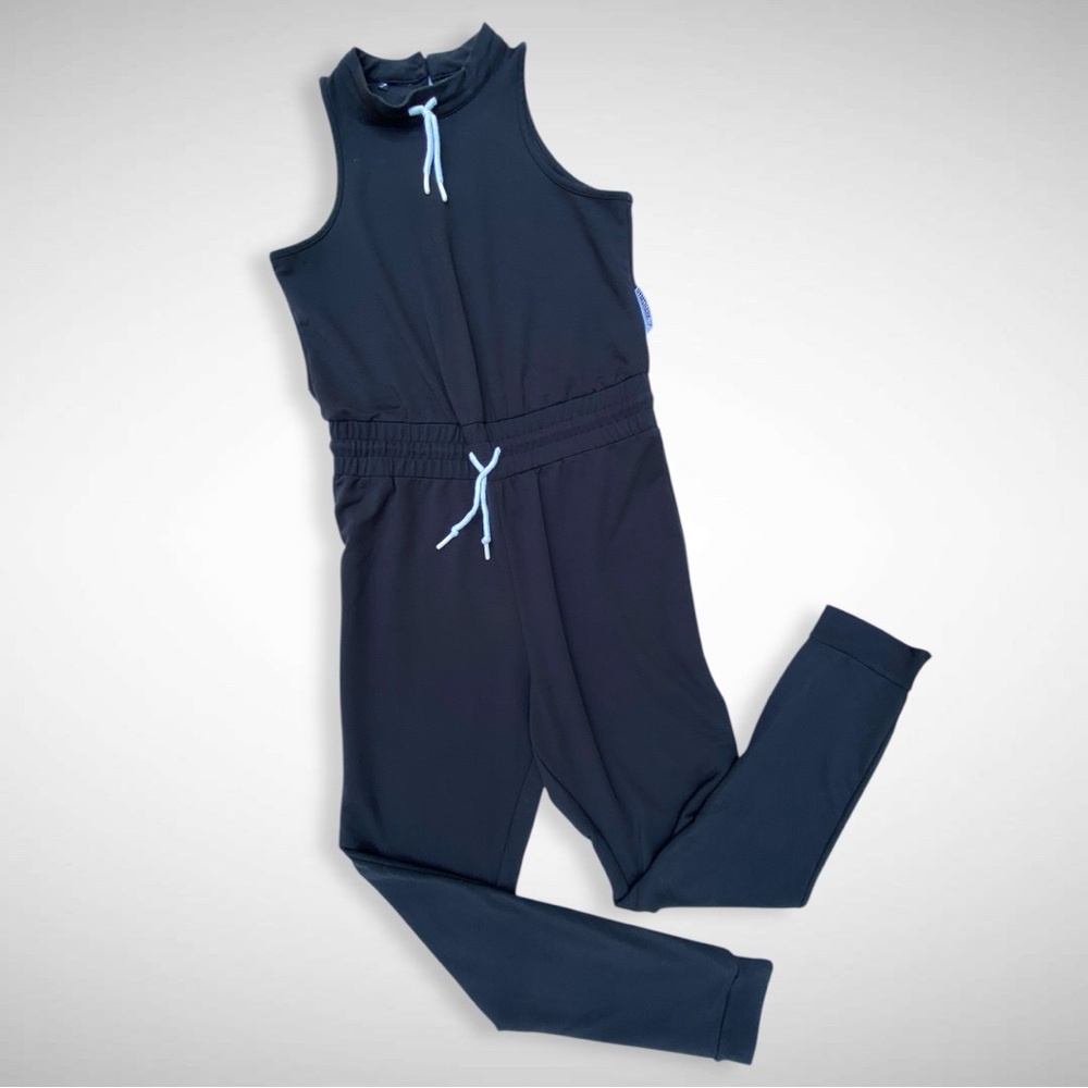 Gymshark Athletic Sweat Jogger Jumpsuit Black Cotton Small Elastic Drawstring